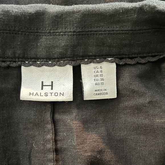 H by HALSTON Linen-Blend Black Button-Front Midi Dress Sz 6 - Picture 3 of 4